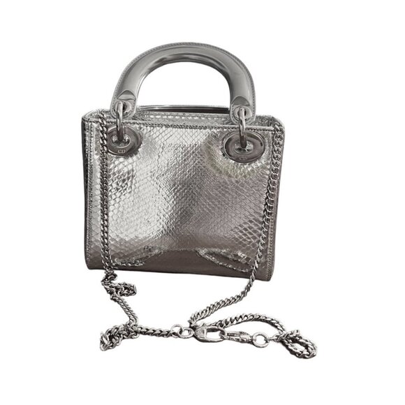 Lady Dior silver python handbag - Picture 6 of 12